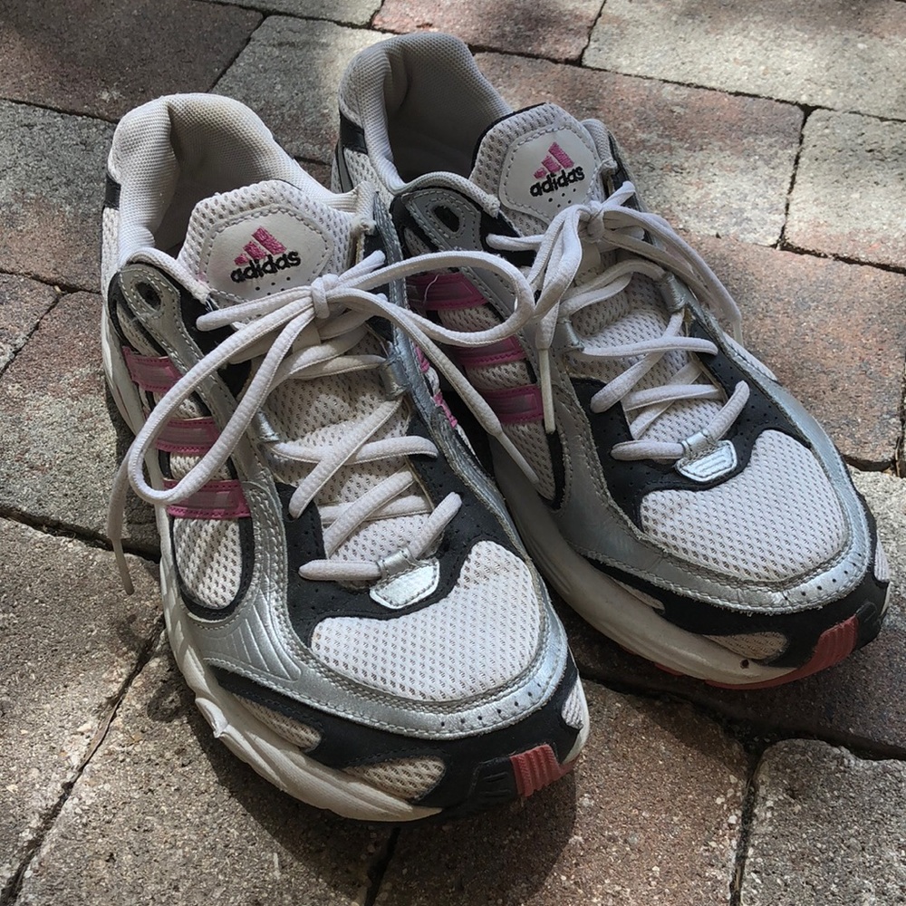 ☀️ Adidas Pink and White Running Shoes